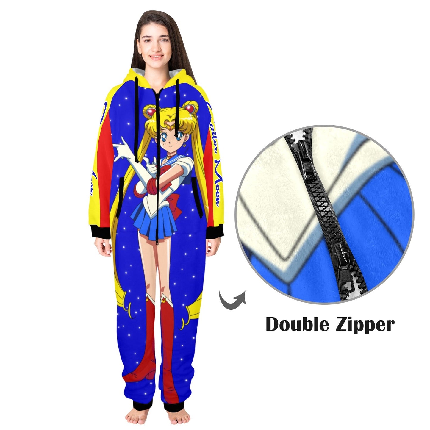 Sailor Moon One-Piece Unisex Zip Up Hooded Pajamas