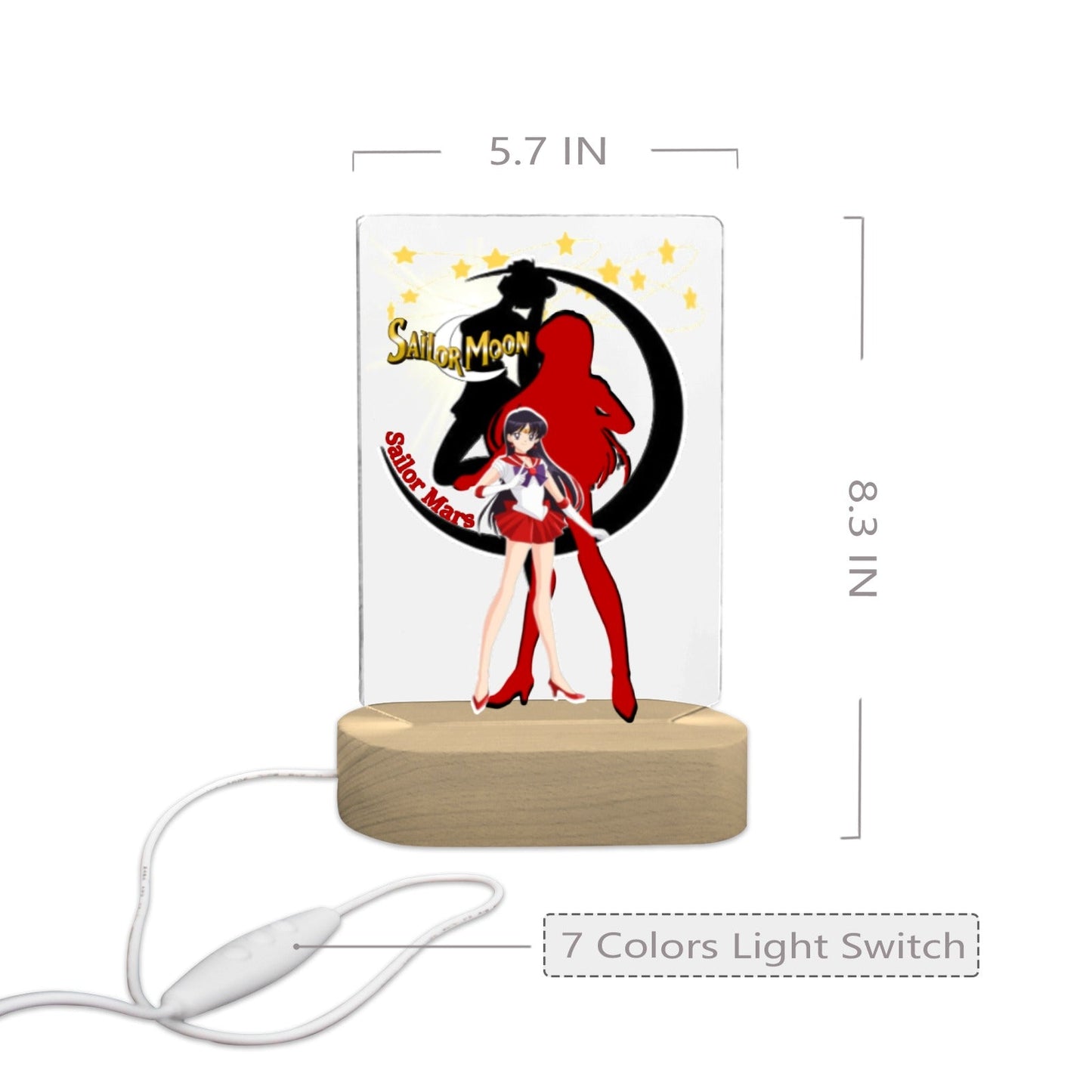 Sailor Mars 7 Color Acrylic Nightlight 5" x 7.5"