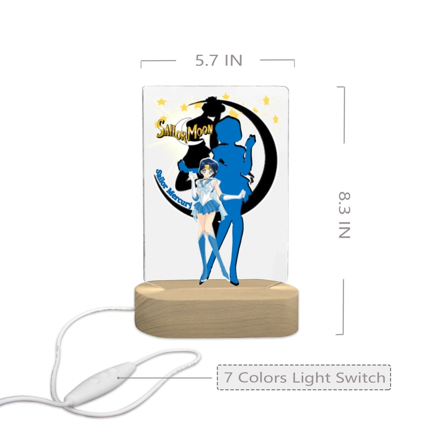 Sailor Mercury 7 Color Acrylic Nightlight 5" x 7.5"