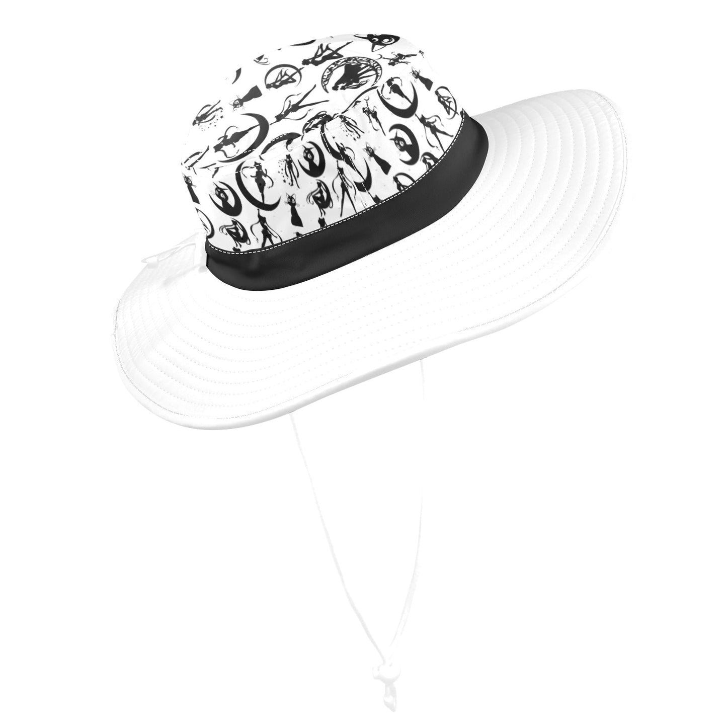 Sailor Moon Wide Brim Bucket Hat Blk/Wht