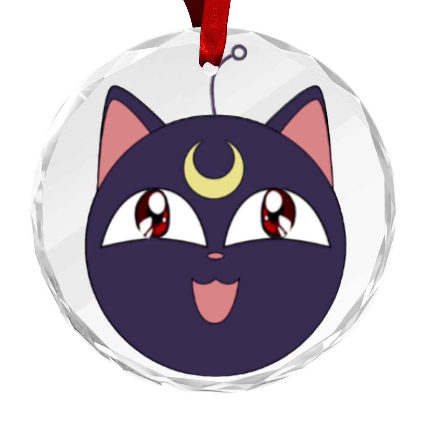 Sailor Moon Round Crystal Ornament -Luna Face