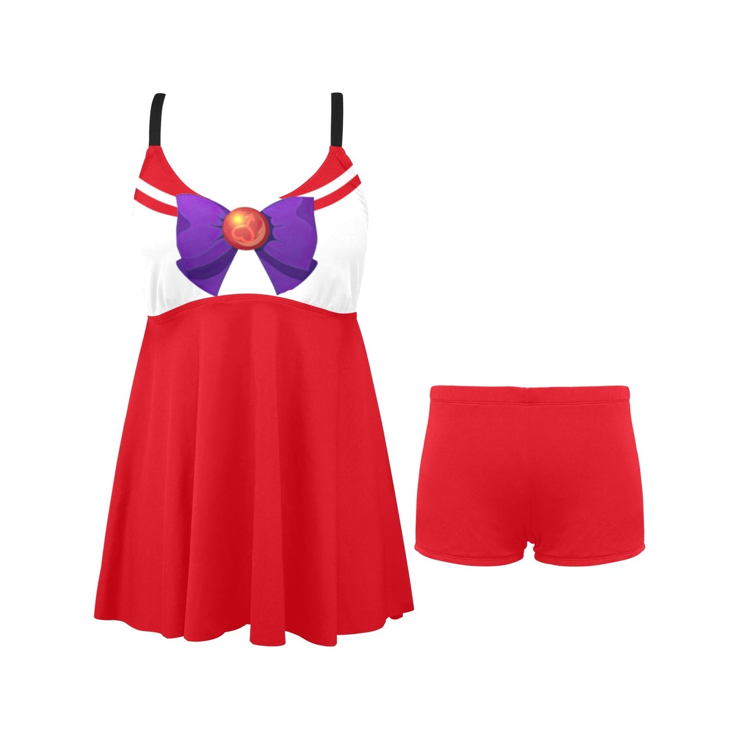 Sailor Mars Pleated Swim Dress and Swim Shorts