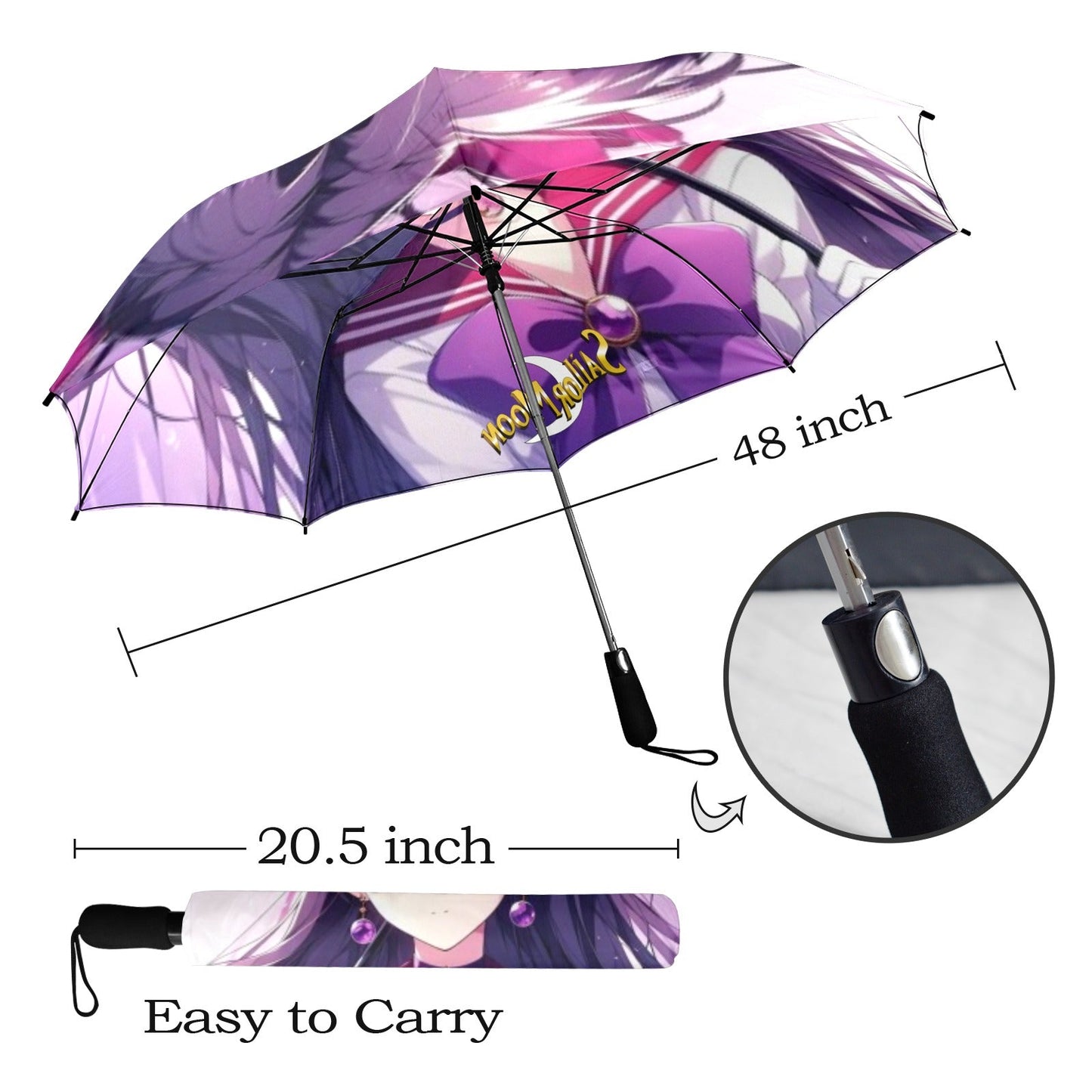 Sailor Mars Semi-Automatic Foldable Umbrella