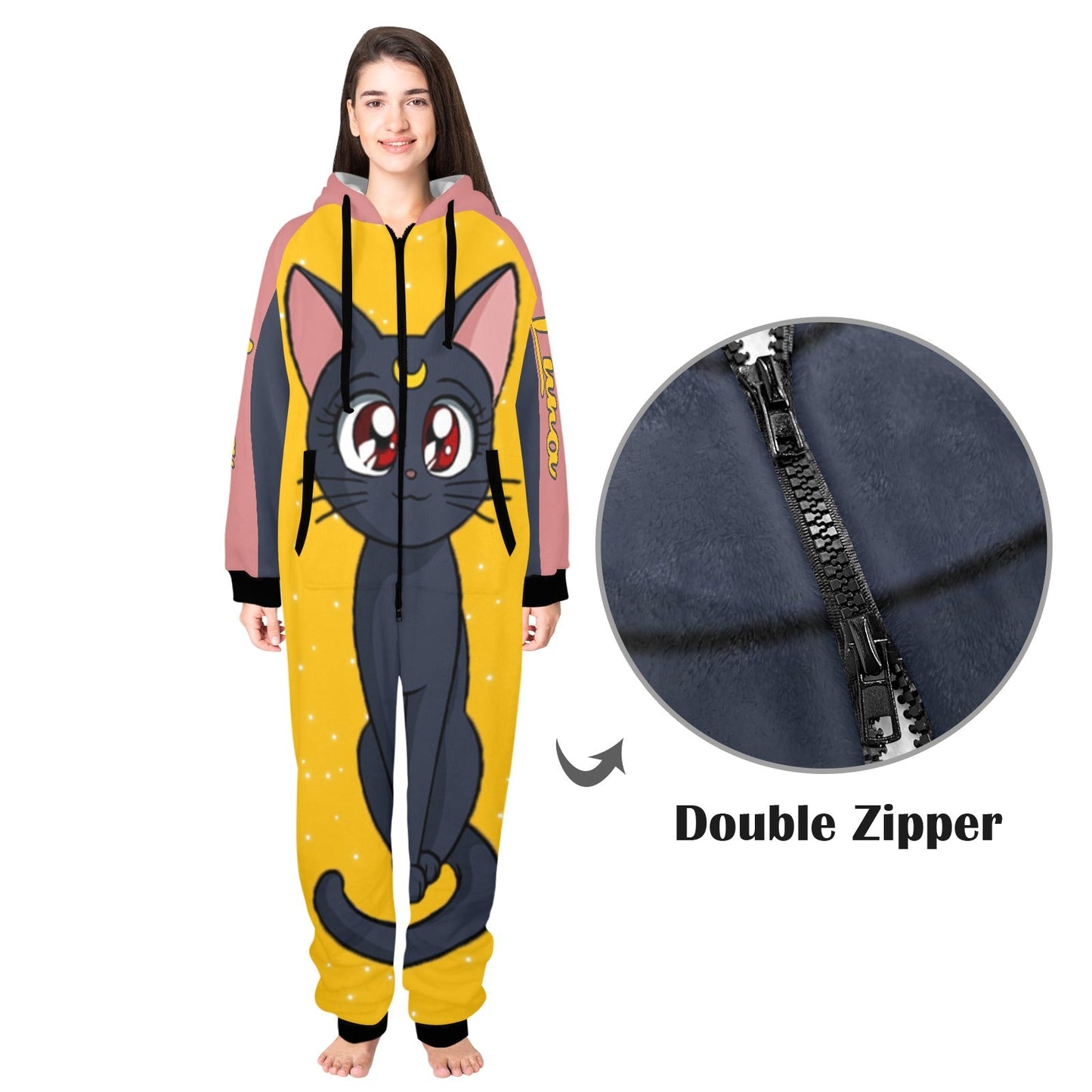 Sailor Luna One-Piece Unisex Zip Up Hooded Pajamas