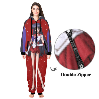 Sailor Mars One-Piece Unisex Zip Up Hooded Pajamas