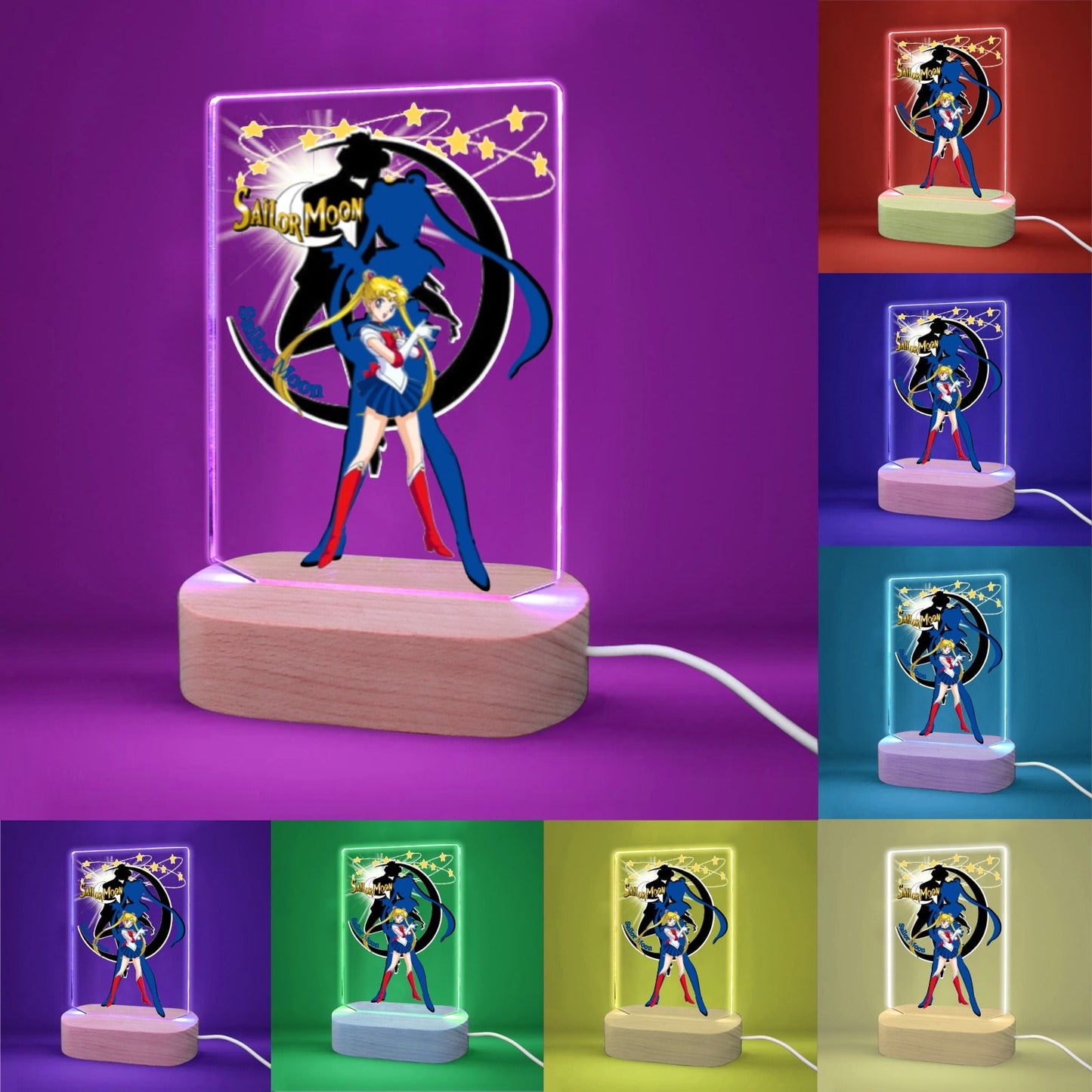 Sailor Moon 7 Color Acrylic Nightlight 5" x 7.5"