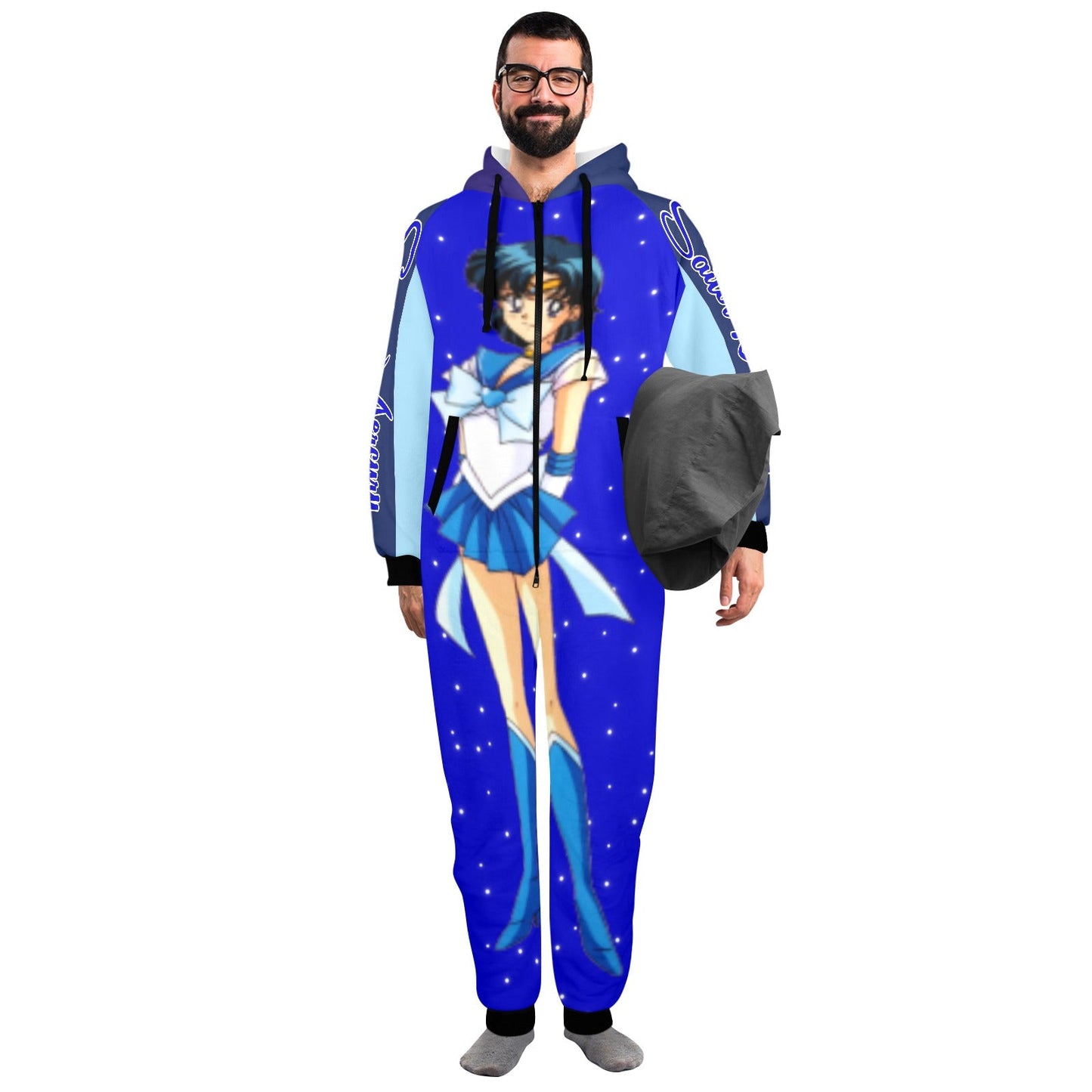 Sailor Mercury One-Piece Unisex Zip Up Hooded Pajamas