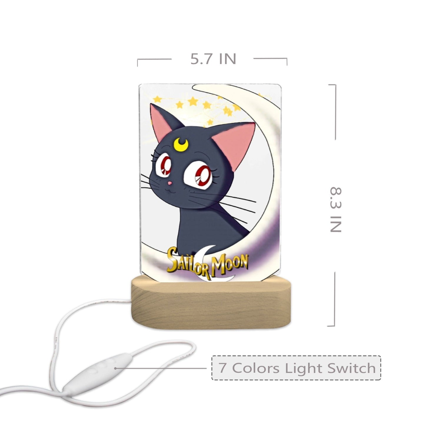 Sailor Moon Lunar 7 Color Acrylic Nightlight 5" x 7.5"