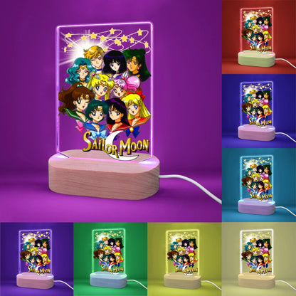 Sailor Moon All Character 7 Color Acrylic Nightlight 5" x 7.5"