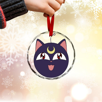 Sailor Moon Round Crystal Ornament -Luna Face