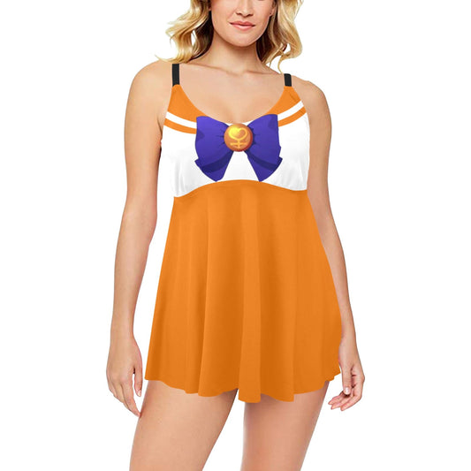 Sailor Venus Pleated Swim Dress and Swim Shorts