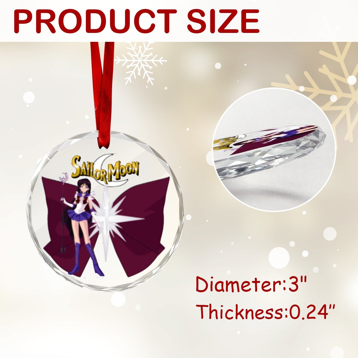 Sailor Moon Round Crystal Ornament - Sailor Saturn