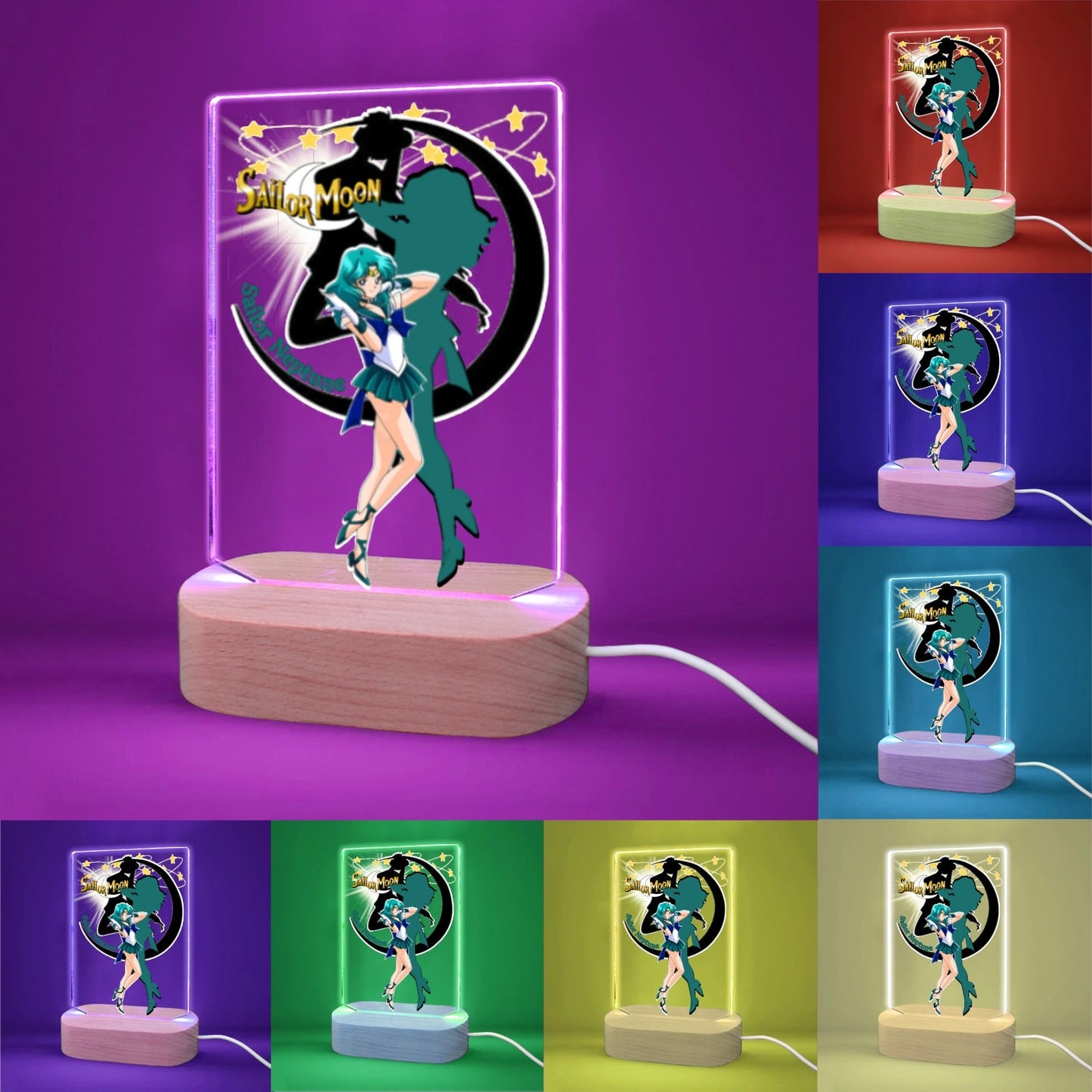 Sailor Neptune 7 Color Acrylic Nightlight 5" x 7.5"