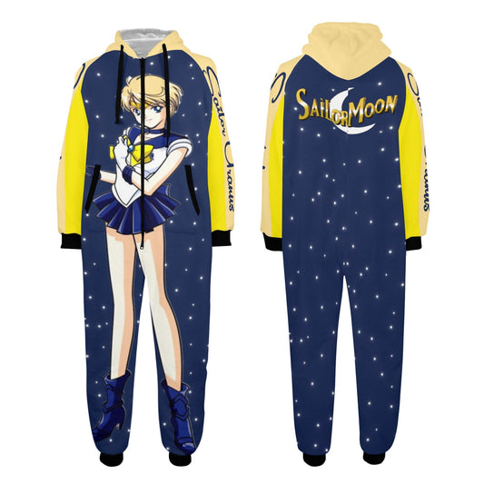 Sailor Uranus One-Piece Unisex Zip Up Hooded Pajamas