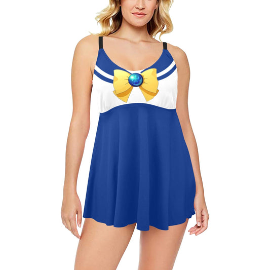 Sailor Uranus Pleated Swim Dress and Swim Shorts