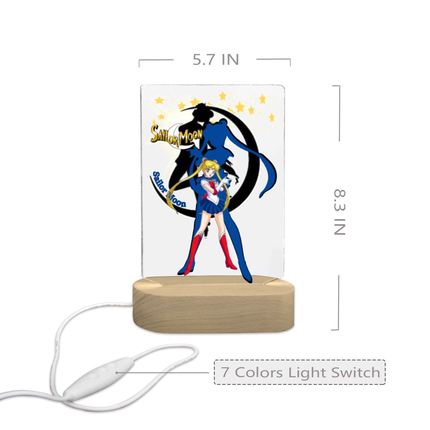 Sailor Moon 7 Color Acrylic Nightlight 5" x 7.5"