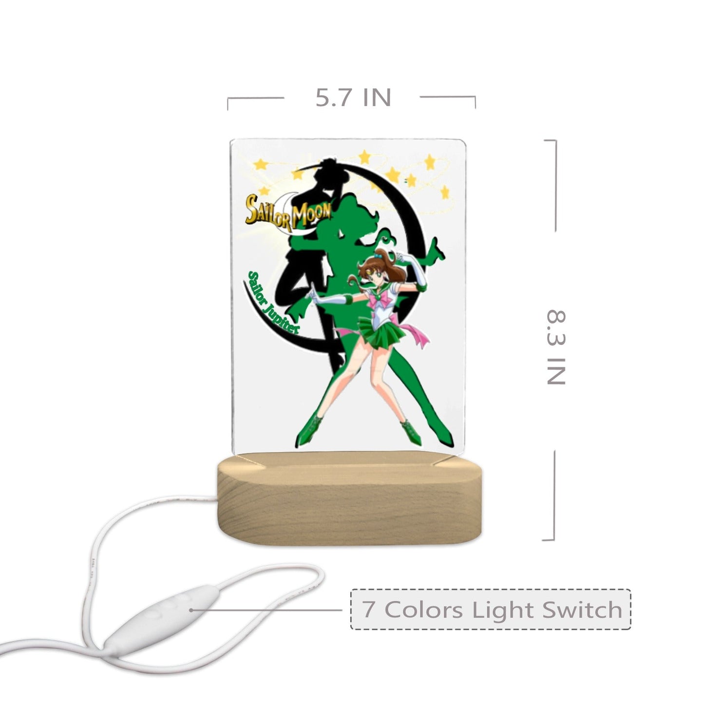 Sailor Jupiter 7 Color Acrylic Nightlight 5" x 7.5"