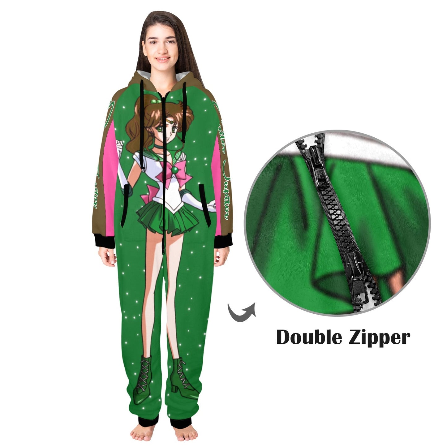 Sailor Jupiter One-Piece Unisex Zip Up Hooded Pajamas